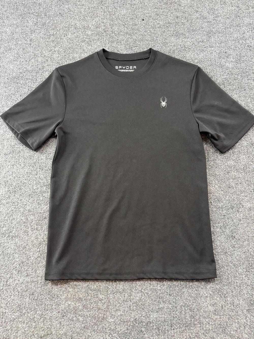 Spyder Shirt Mens Small Black Performance Logo Tee Polyester Tagless Crewneck